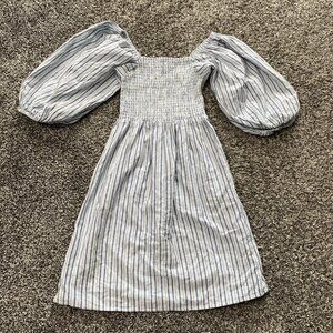 Billa Bong Dress Womens XS Riviera Puff Sleeve On Off Shoulders Stripe‎ Blue